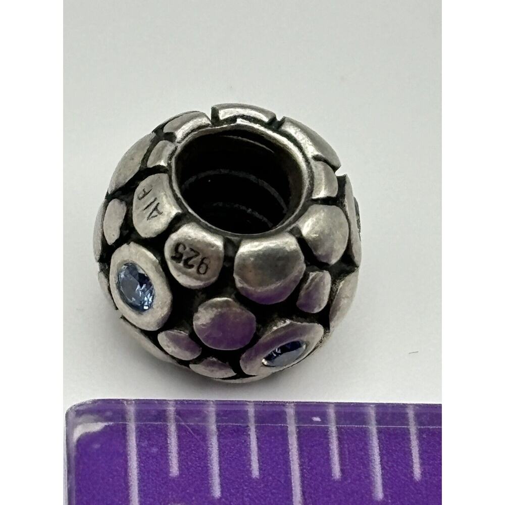 Pandora‎ Sterling Silver Blue CZ Bubbles Bead Charm 790329CZB - Picture 8 of 8